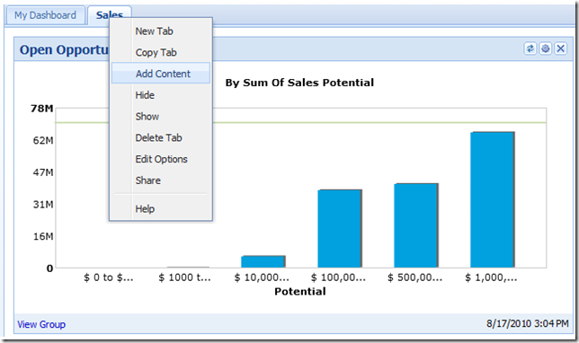 New SalesLogix Web SP3 Dashboard User Options