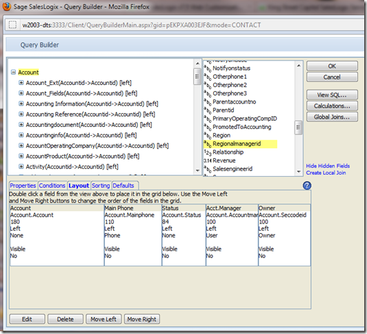 SalesLogix Regional Manager Added to Group Layout Step 1