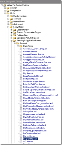 SalesLogix new entity filter browsing the VFS