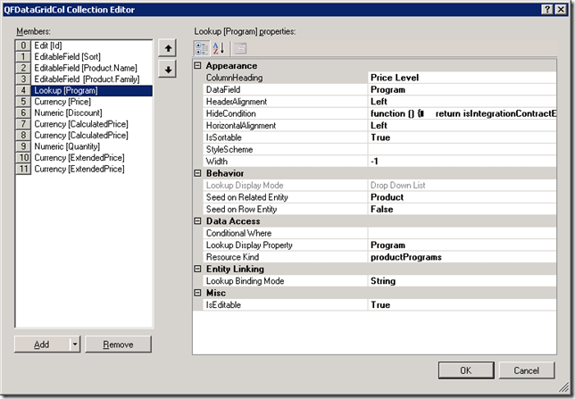 SalesLogix 754 with Hot Fix Application Architect Column Property Collection