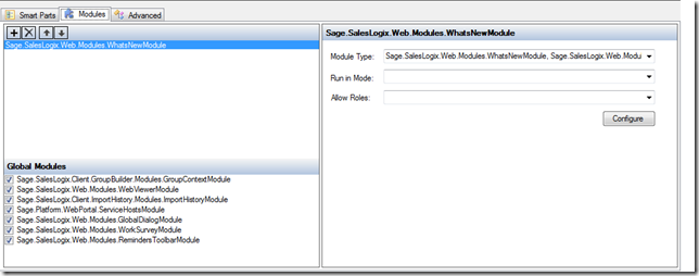 SalesLogix Application Architect Whats new Page - Modules