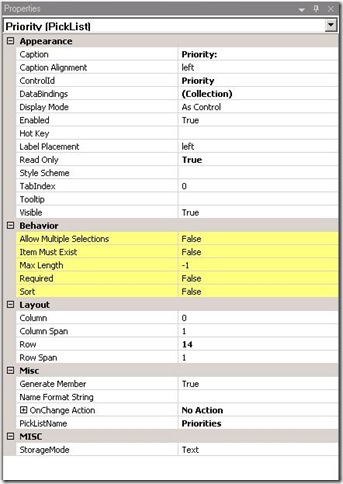 SalesLogix Application Architect Picklist Properties