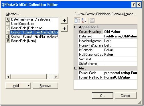 Audit Trail Column Properties