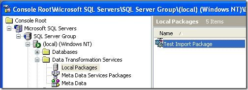 SQL DTS Package List