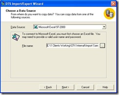 SQL Import Wizard Data Source