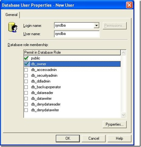 Adding SYSDBA user